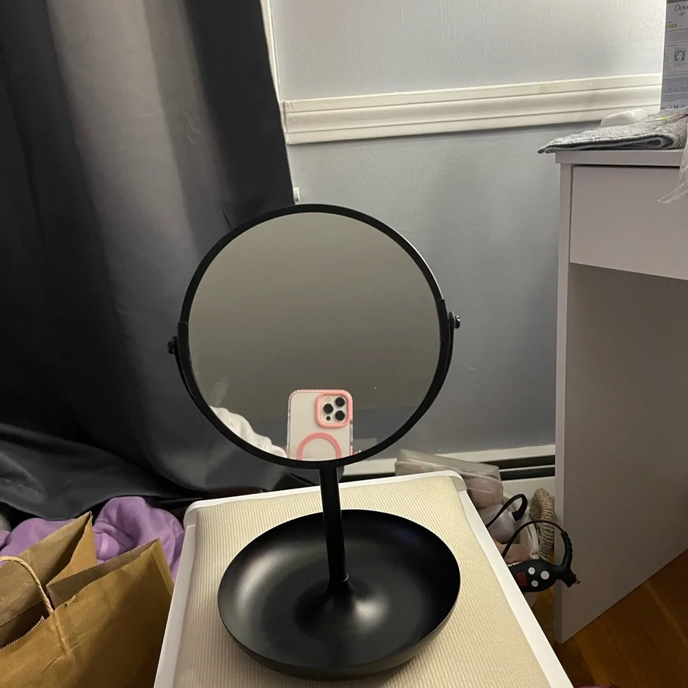 Black Vanity Mirror with Tray
